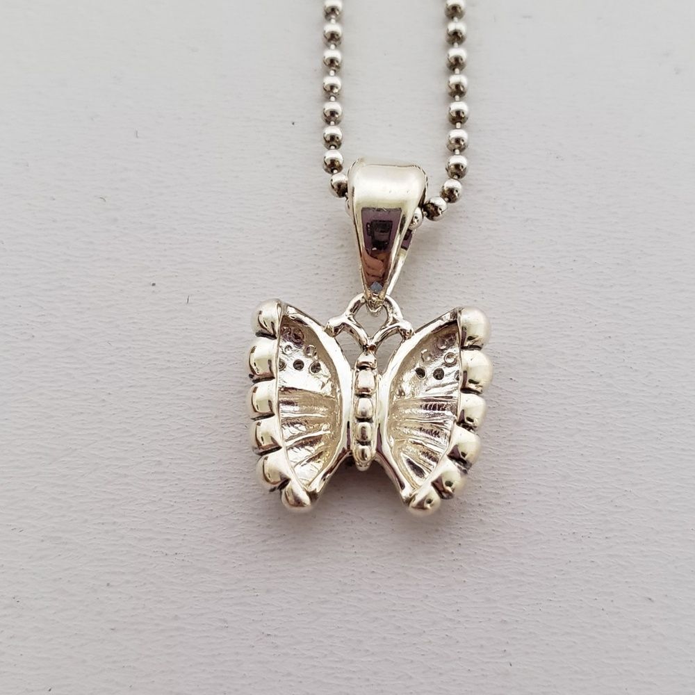 LAGOS Sterling Silver & Diamond 0.06ctw Butterfly Pendant Necklace - Picture 4 of 10